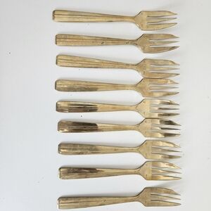 Vintage Mid-Century Brass Cocktail Forks - Set of 9 - MCM Barware